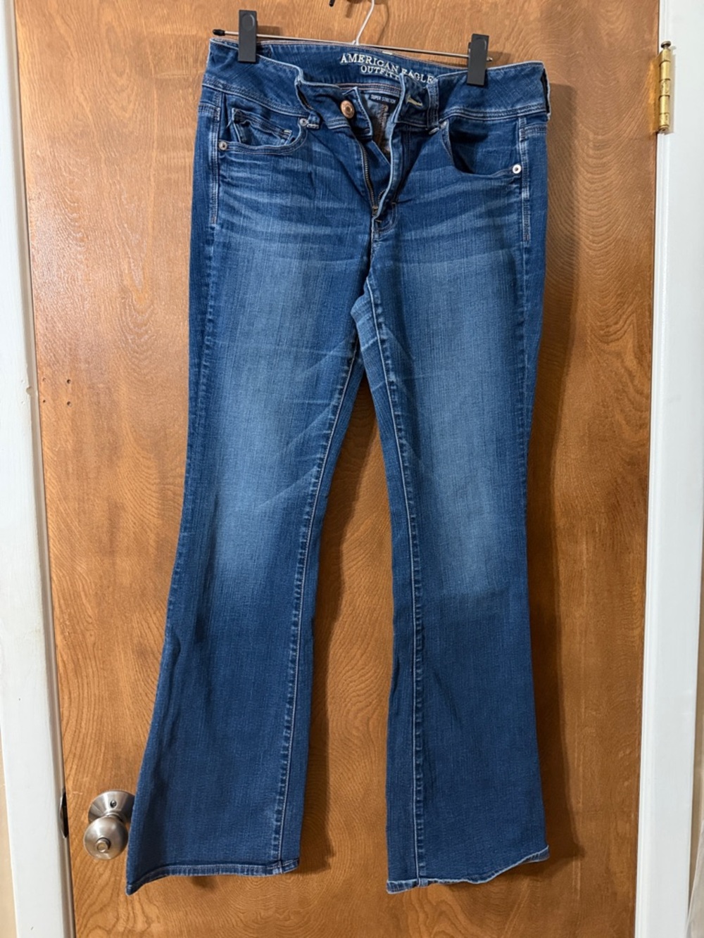 American Eagle Outfitters Women's Dark Blue Kick Boot Jeans